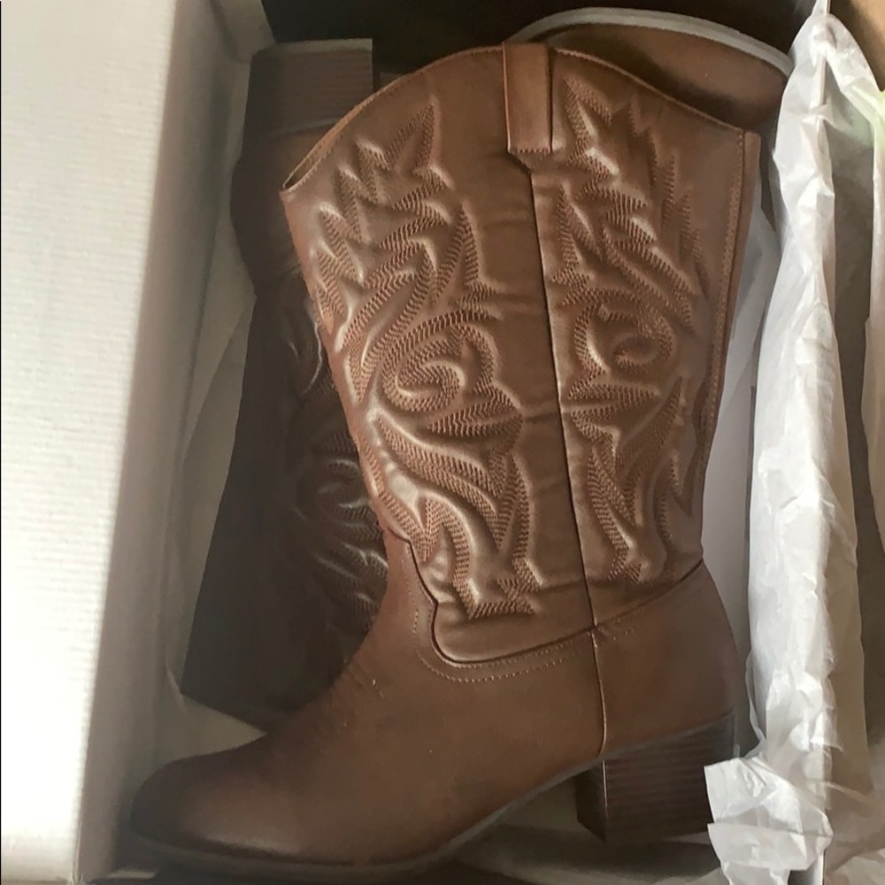 Brown cowboy boots